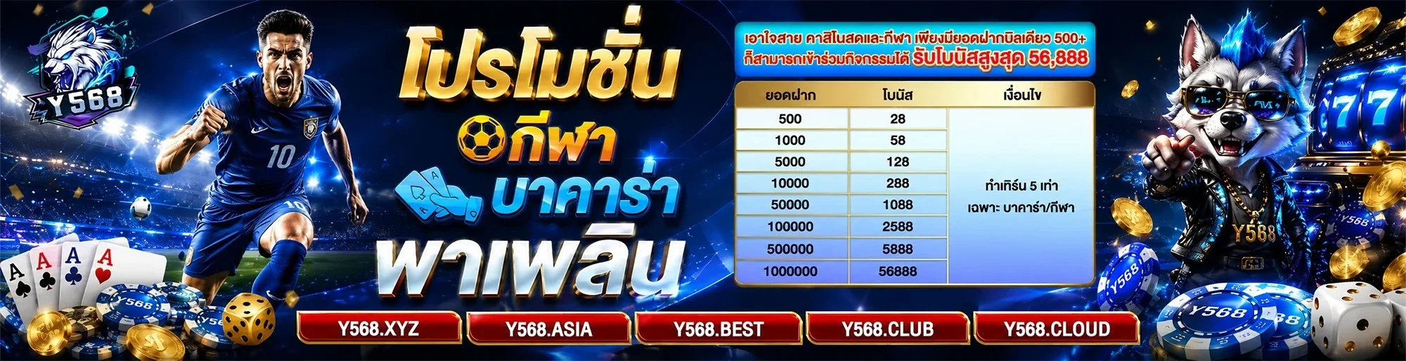 หน้าล็อบบี้เกม Y568 เว็บตรงคาสิโนออนไลน์ครบวงจร